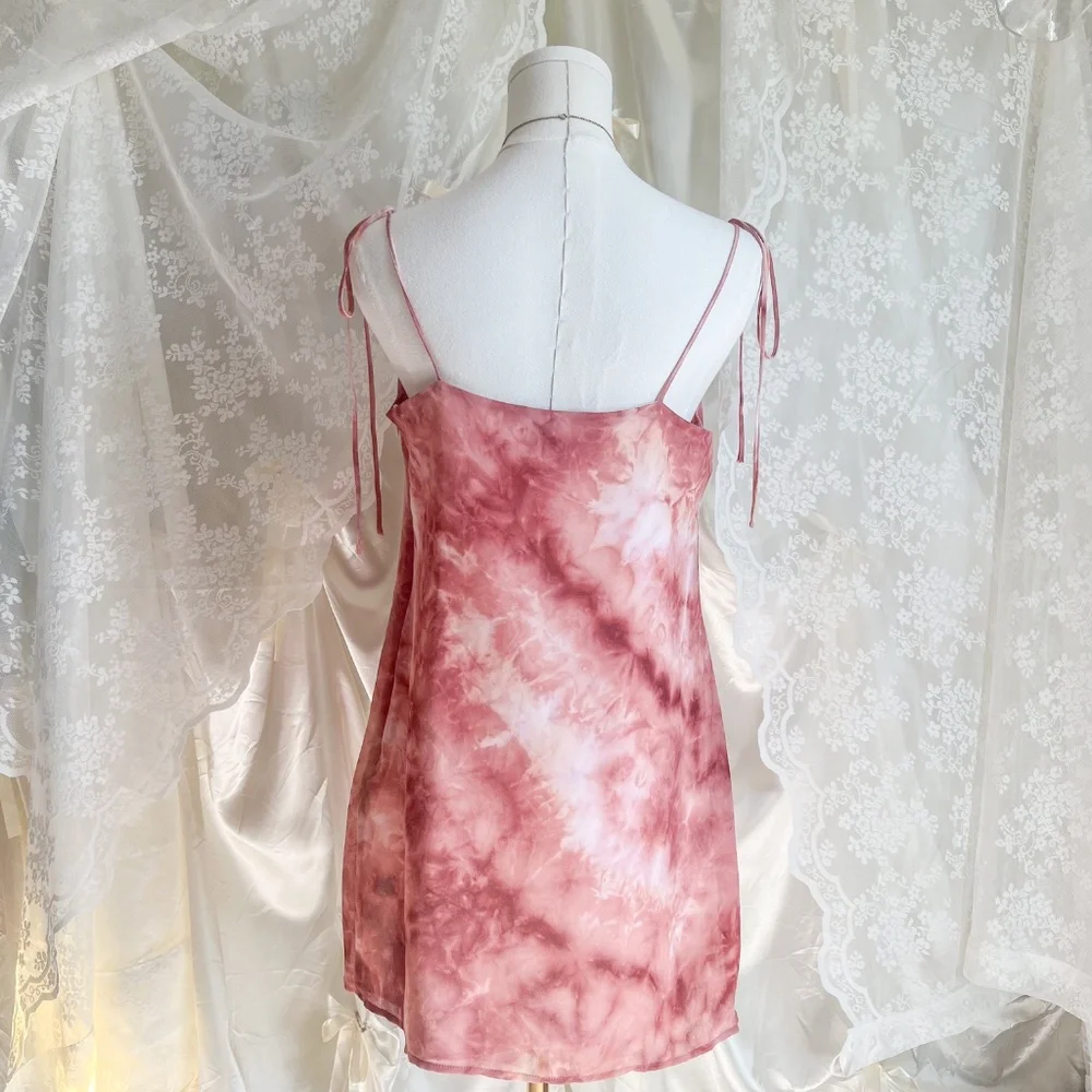 SOLD Rosewater Pink Tie Dye Patterned Dress - Picture 3 of 7